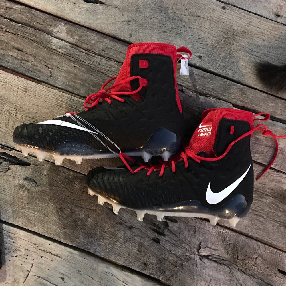 Nike Force Savage Black & Red Football Cleats 16